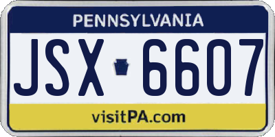 PA license plate JSX6607