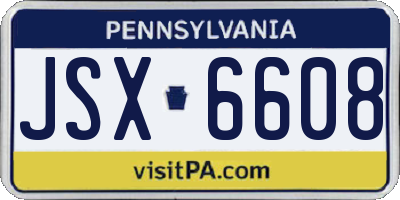 PA license plate JSX6608
