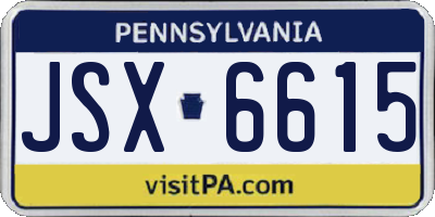 PA license plate JSX6615