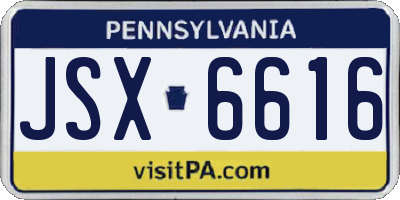 PA license plate JSX6616