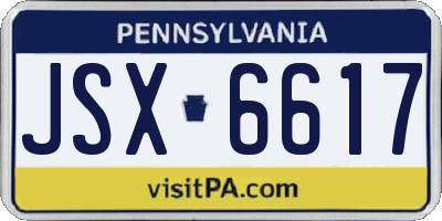 PA license plate JSX6617