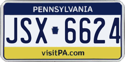 PA license plate JSX6624