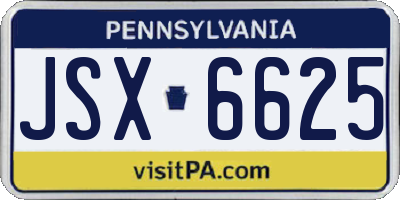 PA license plate JSX6625