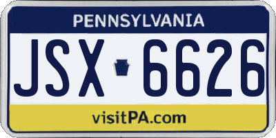 PA license plate JSX6626