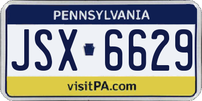 PA license plate JSX6629