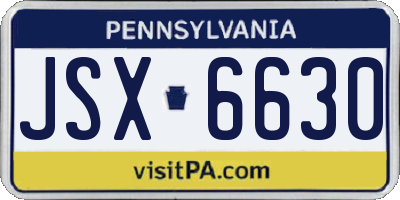 PA license plate JSX6630