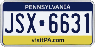 PA license plate JSX6631