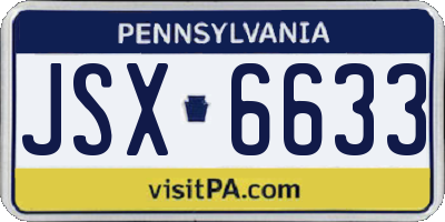 PA license plate JSX6633