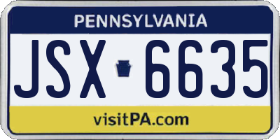 PA license plate JSX6635