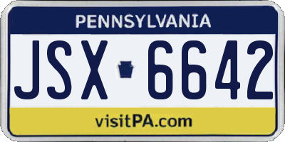 PA license plate JSX6642