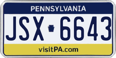 PA license plate JSX6643