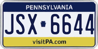 PA license plate JSX6644