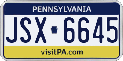 PA license plate JSX6645