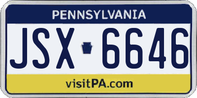 PA license plate JSX6646