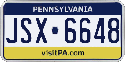 PA license plate JSX6648