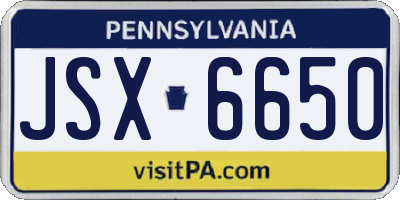 PA license plate JSX6650