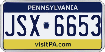 PA license plate JSX6653