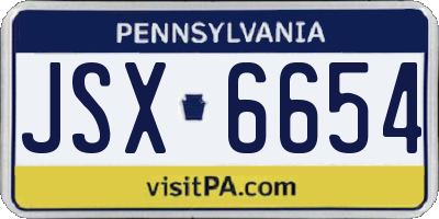 PA license plate JSX6654