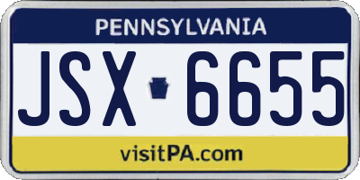 PA license plate JSX6655