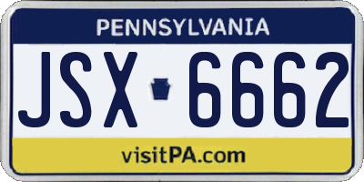 PA license plate JSX6662