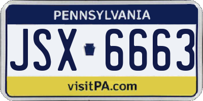PA license plate JSX6663