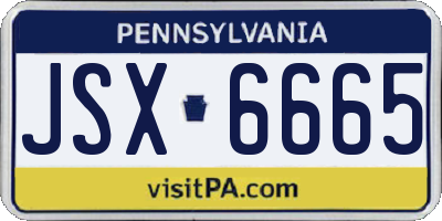 PA license plate JSX6665