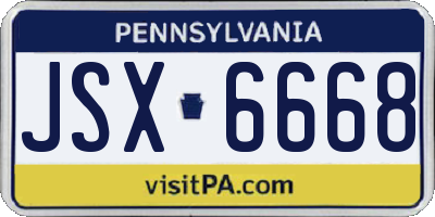 PA license plate JSX6668