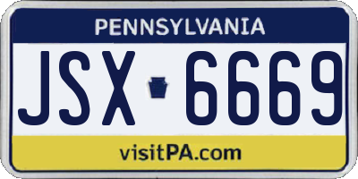 PA license plate JSX6669