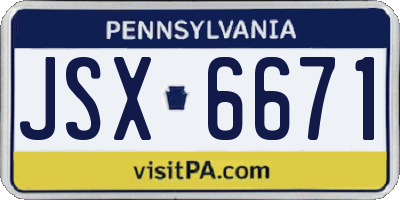 PA license plate JSX6671