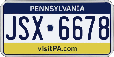 PA license plate JSX6678