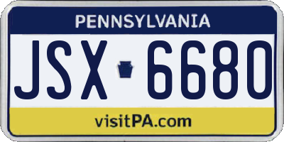 PA license plate JSX6680