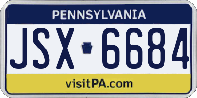 PA license plate JSX6684
