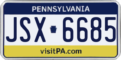 PA license plate JSX6685