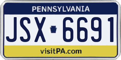 PA license plate JSX6691