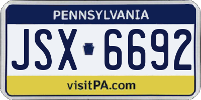 PA license plate JSX6692
