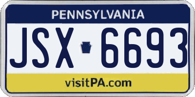 PA license plate JSX6693