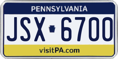 PA license plate JSX6700