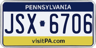 PA license plate JSX6706