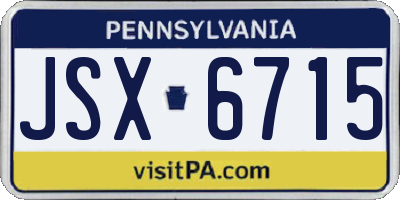 PA license plate JSX6715