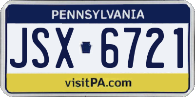 PA license plate JSX6721