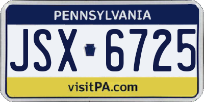 PA license plate JSX6725