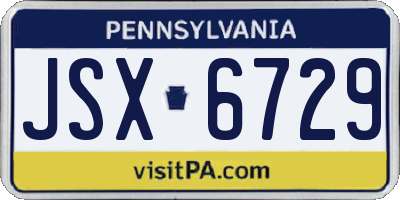 PA license plate JSX6729