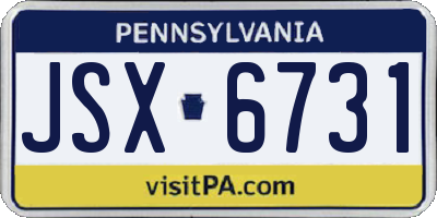 PA license plate JSX6731