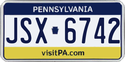 PA license plate JSX6742