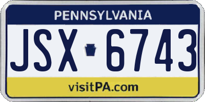 PA license plate JSX6743