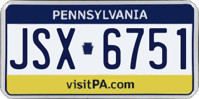 PA license plate JSX6751