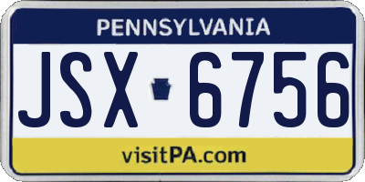 PA license plate JSX6756