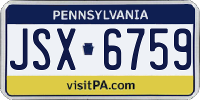 PA license plate JSX6759