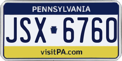 PA license plate JSX6760
