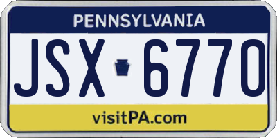 PA license plate JSX6770